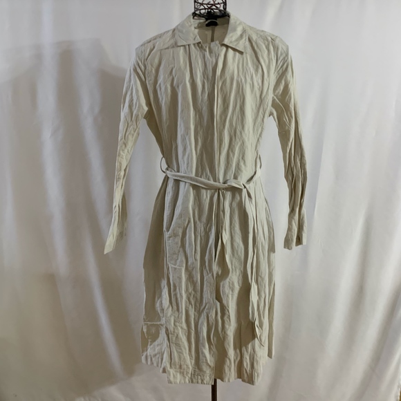 Bone Rumpled Cotton Steel Trench Coat - NWT
